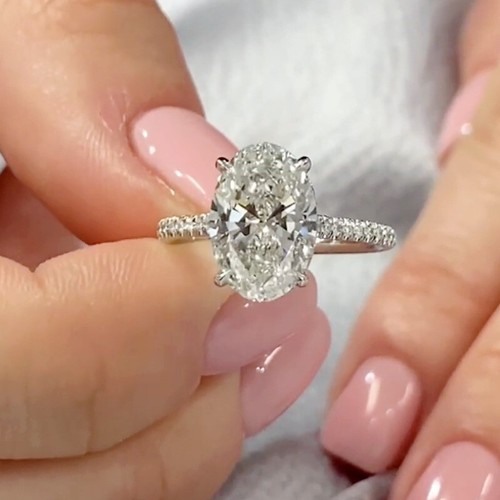 Certified 2.50 CTW Oval Cut Moissanite Engagement Ring Solid 10k White Gold