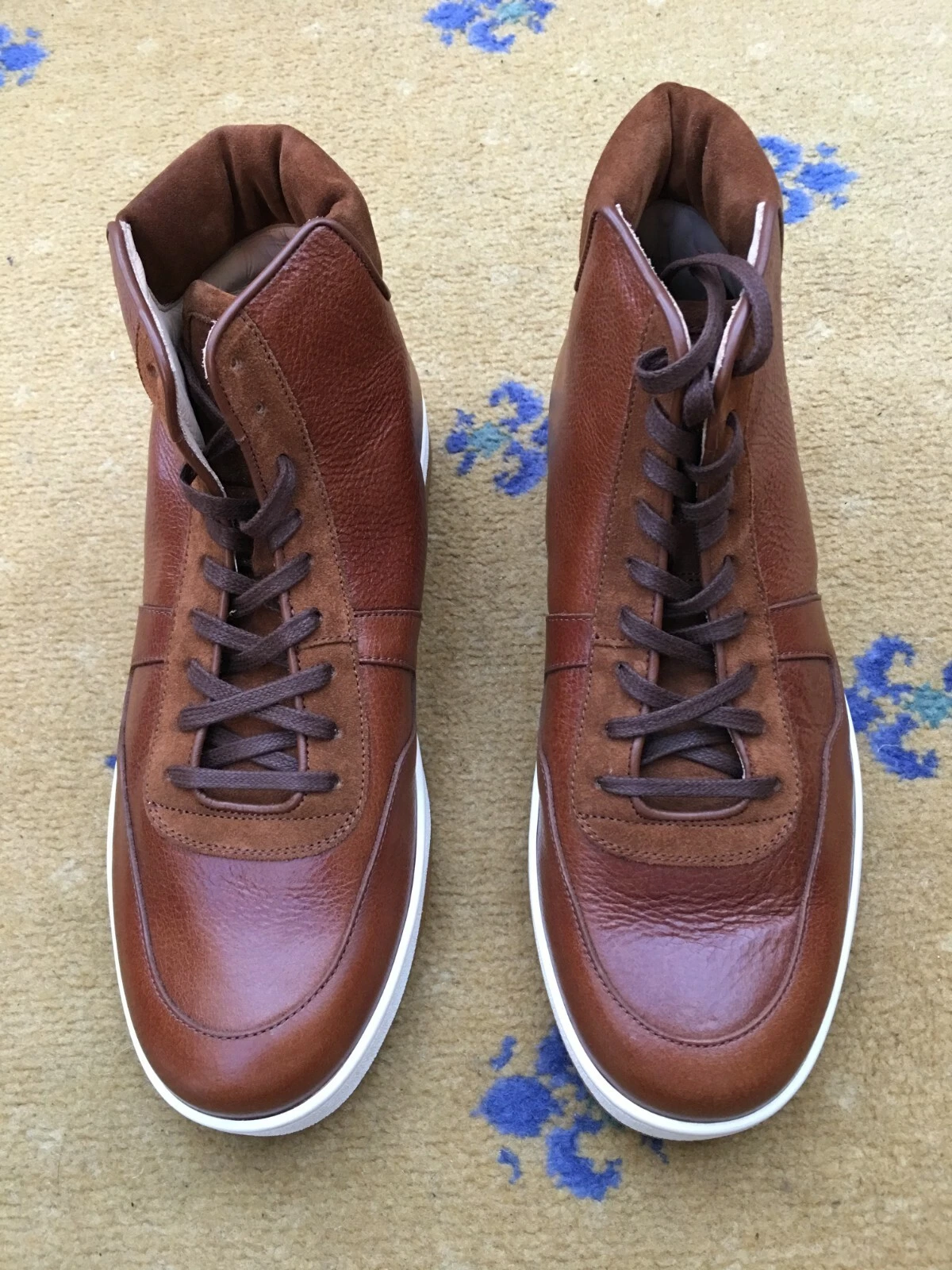Baskets Gucci Trainer marron marron marron marron cuir daim chaussures hautes hommes UK 7 US 8 41