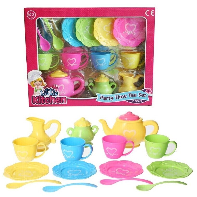 Kinder Teeservice A bis Z Spielparty 3 Jahre + 13 Teile Spielset Teekanne Milchkännchen Tassen