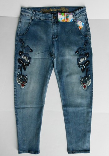 $159NWT Desigual Cotton Blend Embroidery Floral&Tiger Boyfriend Ankle Jeans Sz 6 - Picture 6 of 10