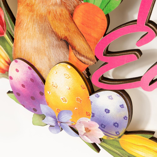 BOFUNX Ghirlanda Di Pasqua in Legno Corona Di Pasqua Ghirlanda Pasquale per Port - Foto 4 di 12