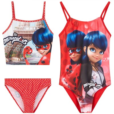 Girls Kids Official Miraculous Ladybug Swimwear Swimsuit Swimming Costume