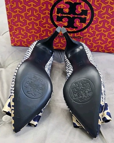 Zapatos de salón Tory Burch Cleo de tweed con lazo de seda azul marino para mujer 5,5 NUEVOS $350 - Imagen 9 de 18