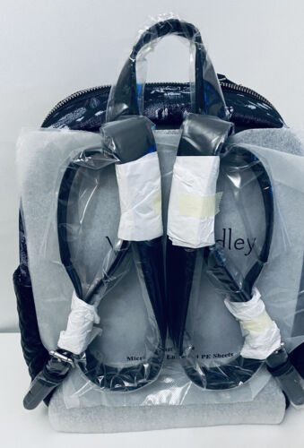 Mochila de mano Vera Bradley de cuero Foxwood azul marino precio de venta sugerido por el fabricante 195 USD 9"x12,5"x 5" nueva con etiquetas - Imagen 6 de 8