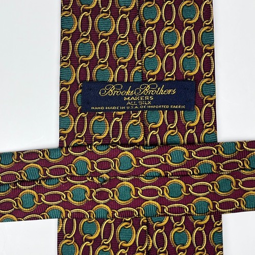 Brooks Brothers Makers Repp Silk Hand Made Mens Necktie Horse Bit Equestrian USA - Picture 5 of 6