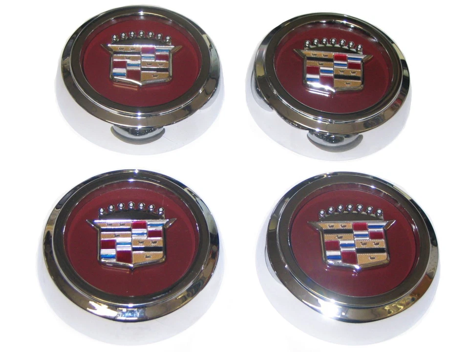 Juego de 4 tapas centrales de radios de rueda de alambre cromado para Cadillac 1977-1996 tracción trasera nuevo Foto 2 de 4