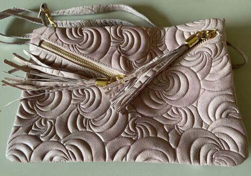 Genuine Leather Borse in Pelle Crossbody Clutch Made in Italy Lavende Purple - Picture 13 of 13