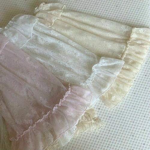 Damen Mädchen Lolita Transparente Spitze T-Shirt Bluse-Oberteile Rüsche - Picture 9 of 17