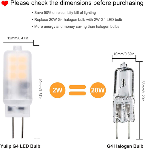 G4 LED Light Bulb 2W AC/DC 12V Warm White 2700K G4 Bi-Pin Base Lamp 10W 15W 20W - Picture 3 of 7