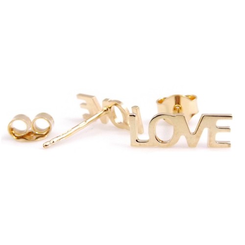 Pendientes de Mujer de Plata 925 Dorado Love Amor A Botón Hecho en Italia - Imagen 2 de 6