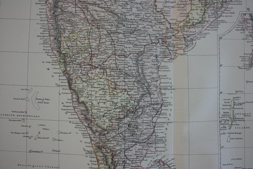 SOUTHERN INDIA, SRI LANKA, MALAYSIA, original antique atlas map, Blackie, 1884 - Picture 5 of 5