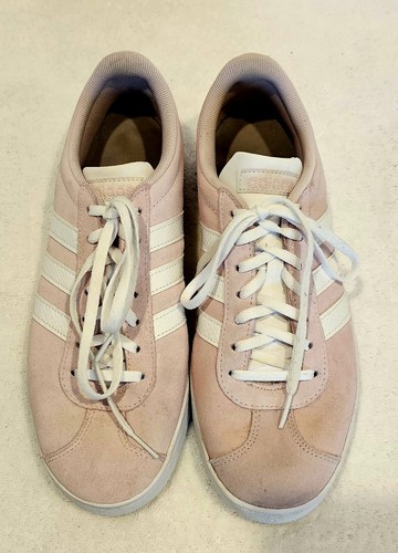Adidas VL Court 2.0 Low Suede Trainers Aero Pink/White Size 10 Tennis Classic - Picture 2 of 6