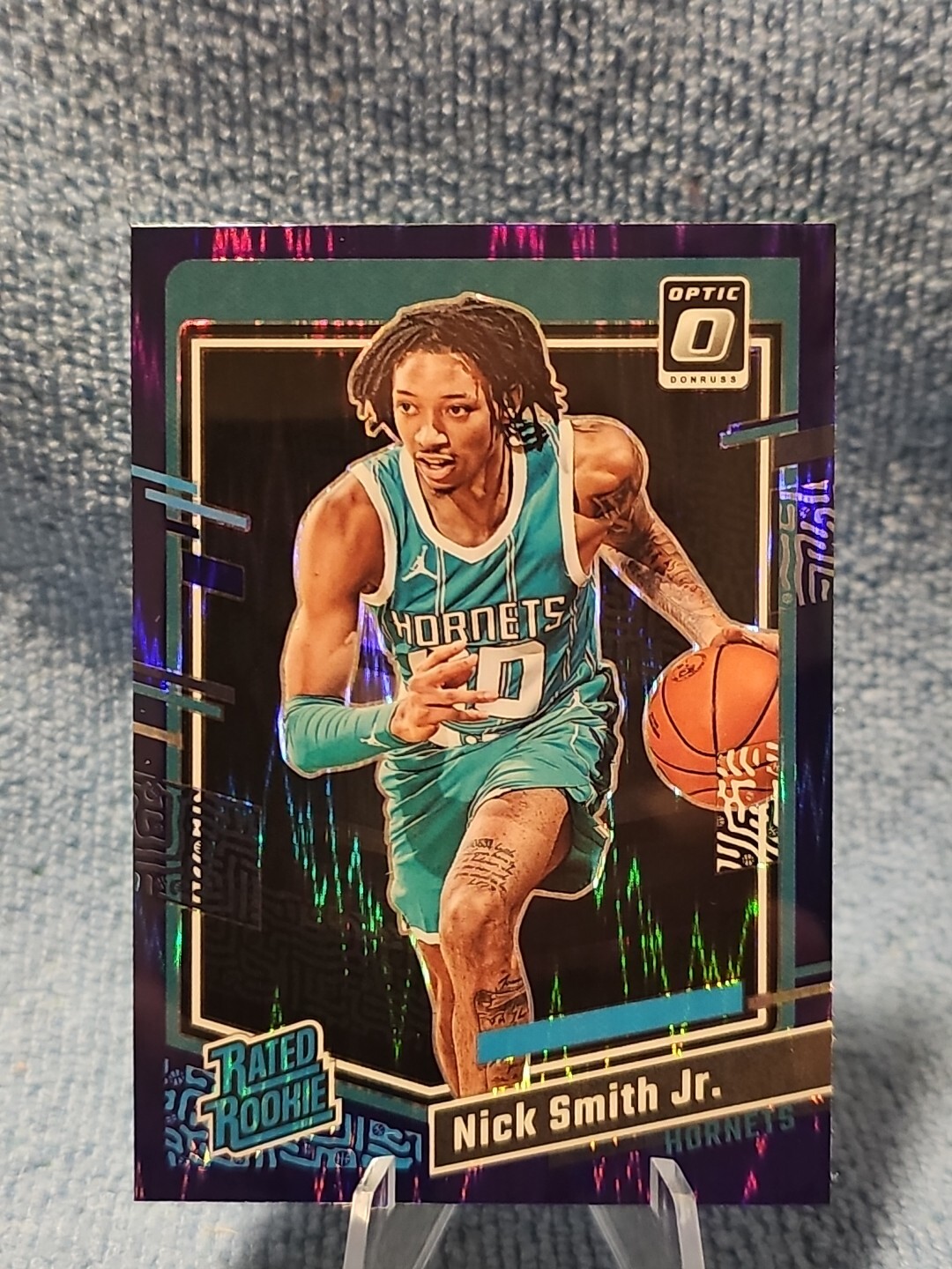 2023-24 Panini Donruss Optic Nick Smith Jr Purple Shock #224 CLEAN SP RC