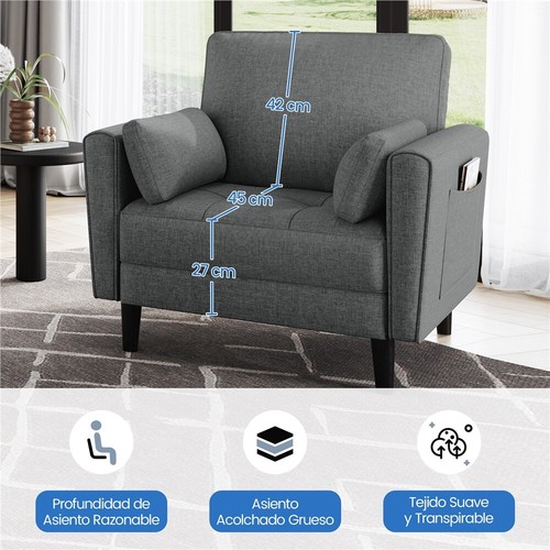 Sofá Individual Relax Sillon Tapizada de Tela para Sala de Estar y Dormitorio - Imagen 34 de 37