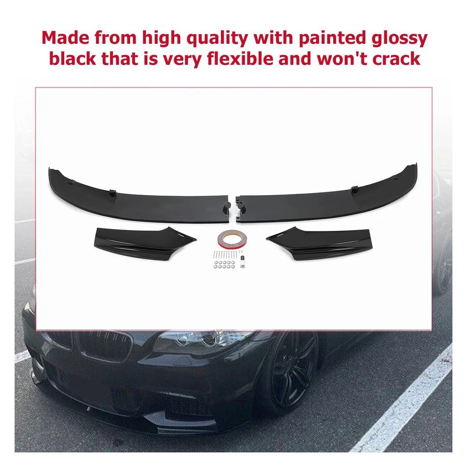 Gloss Black Front Bumper Lip Spoiler Splitter For 11-16 BMW F10 5 Series M Sport Foto 2 de 4