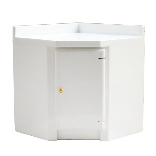 1:12 Scale Dolls House Miniatures Furniture Kitchen Island Corner Cabinet White - Picture 5 of 13