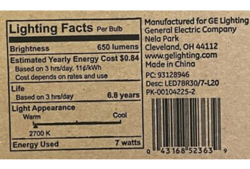 20 GE 65-Watt BR30 Soft White LED Floodlight Bulbs - 650 Lumens - Picture 3 of 3