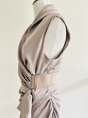 AllSaints ärmelloses drapiertes Wickelkleid mit Rüschen Cancity Damengröße 4 braun - Bild 8 von 21