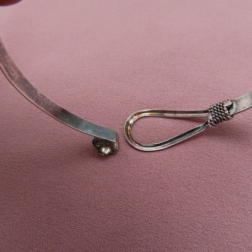 Vintage Bracelet Sterling Silver Bangle Cuff Flower Modernist Hooks 515c - Picture 10 of 12