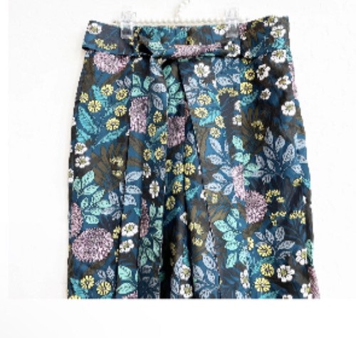 Pantalón J.Crew x Abigail Borg Seda Pierna Ancha en Pradera Medianoche Cinturón Corto Talla 2 M4 - Imagen 5 de 16