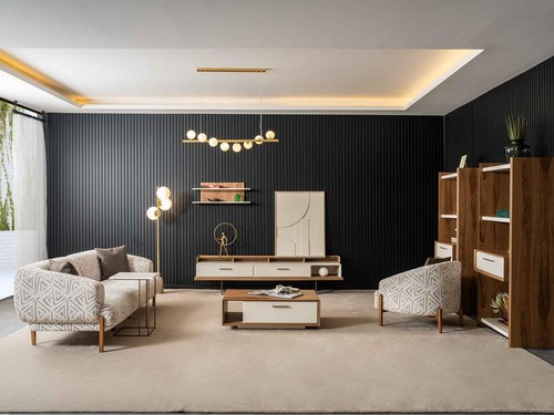 Braun-Weißes Lowboard Wohnzimmer Sideboard Edle TV Kommode Holz Möbel - Bild 10 von 10