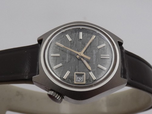 LONGINES LADY N.O.S. AUTOMATIC STONE DIAL NEW OLD STOCK STEEL '70s WATCH - Picture 3 of 13