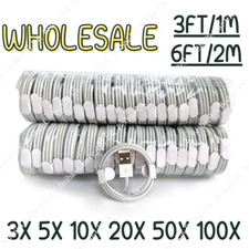 100X Wholesale Lot USB Cable 3/6Ft For Apple iPhone 14 13 12 11 8 7 Charger Cord