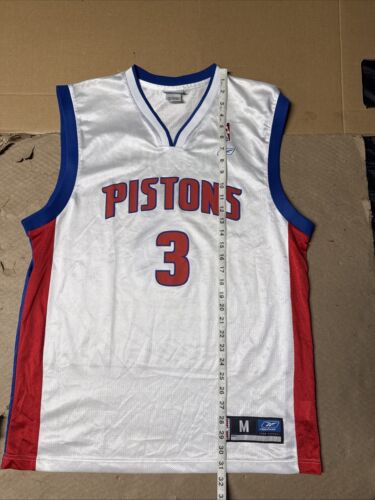VINTAGE Detroit Pistons Jersey Mens Medium White Home #3 Ben Wallace Reebok - Picture 9 of 15