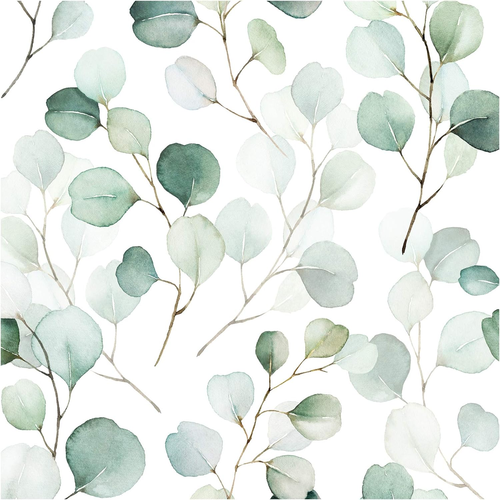 Boho Peel and Stick Wallpaper Green/White Eucalyptus Leaf Wall Mural Home Nurser - Picture 11 of 12