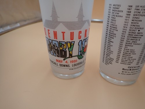 SET OF 4! AUTHENTIC KENTUCKY DERBY 117 GLASSES 1991 MINT JULEP GLASSES CHURCHILL - Picture 2 of 4