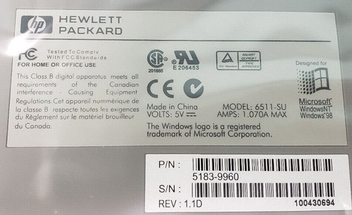 HP 6511-SU Multimedia USB Keyboard Retrograde PC Hardware 5183-9960 - Picture 2 of 3