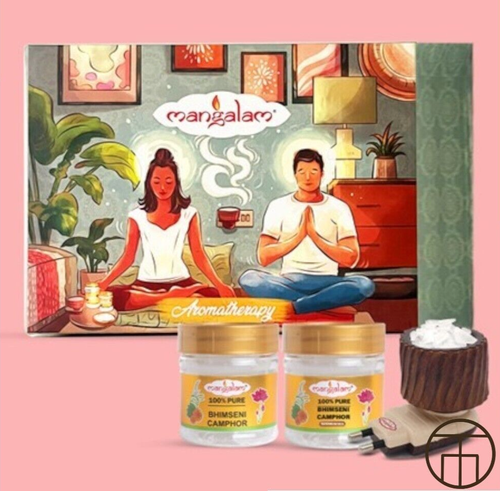 THH Mangalam Aromatherapy Gift Box Mini | Bhimseni Camphor (2 Jars) + Diffuser - Picture 5 of 5