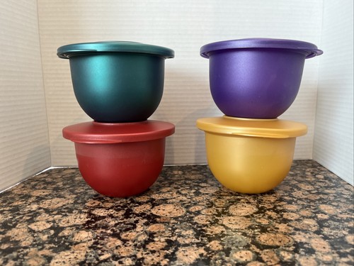 4 Tupperware Impressions Urlaubsschalen Juwelentöne #3621B (550ml) #3095B (1,3L)