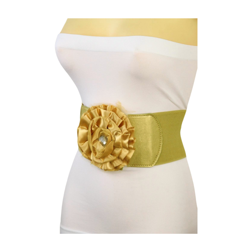Women Fashion Gold Wide Elastic Band Flower Corset Belt Hip High Waist Size S M - Picture 21 of 24