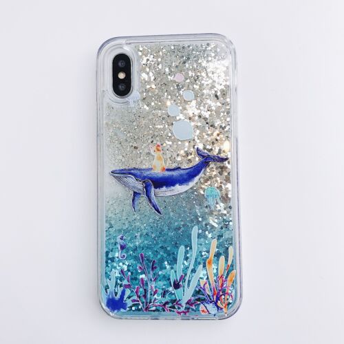 Case For Various Phone Cartoon Animal Dolphin Cat Liquid Bling Quicksand Cover - Picture 4 of 11