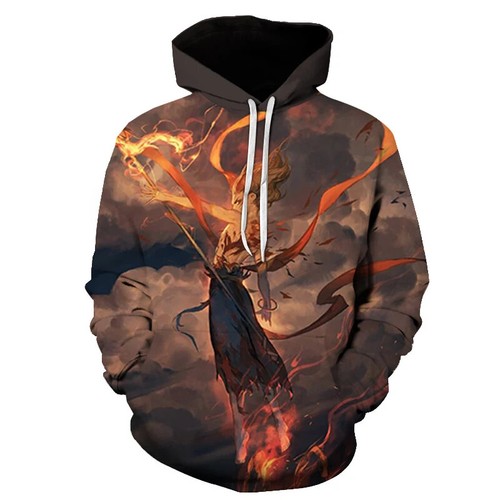 Nezha vs. Dragon King Handsome Hot-blooded Long Pullover Sweatshirt Hoodie - Picture 21 of 22