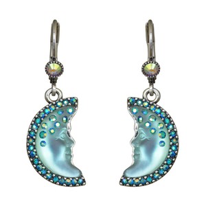 Kirks-Folly-Moon-Shadow-Goddess-Leverback-Earrings-Silvertone-Teal