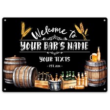 Personalised Beer Barrell Metal Sign Men and Women Name Garden Pub Man Cave F...