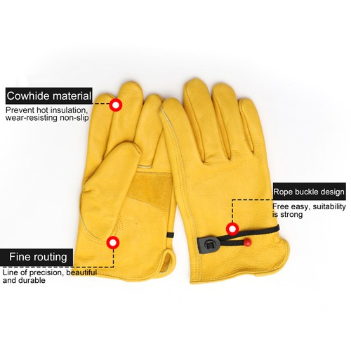 1 Pair Barbecue Glove Delicate Stitching Comfortable Work Cowhide Heat Resistant - Picture 2 of 10