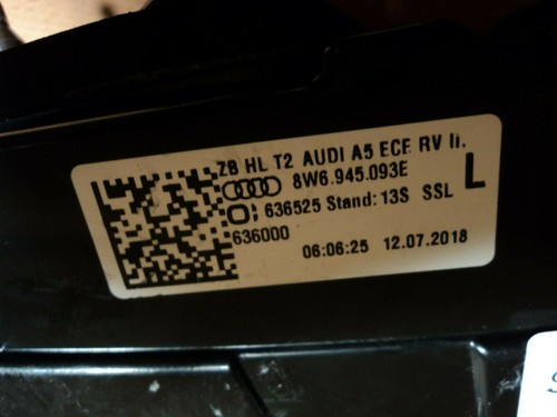 Audi A5 B9 LED Tail Light OEM LEFT Side Lamp Light EU 2016 2017 2018 8W6945093E - Picture 7 of 12