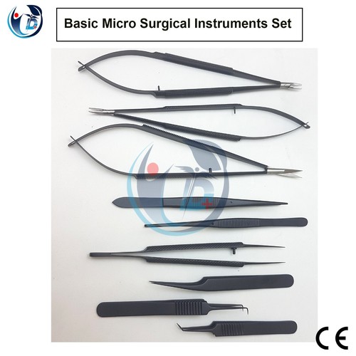 Basic Micro Surgical Instruments Set Micro Surgery Set 9 Pcs Black with Free Box - Picture 4 of 7