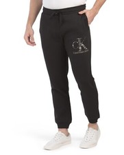 Calvin Klein Classic Monogram Logo Fleece Joggers, Jet Black, Men's Size Medium