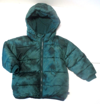 TODDLER BOYS BABY GAP GREEN PINE TIE DYE PUFFER HOODIE JACKET SIZE 18-24 MONTHS