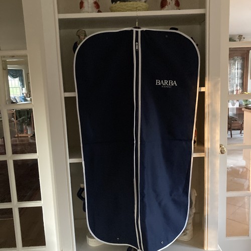 Barba Napoli Travel Bag Made In Italy Blue Canvas With White Piping NWOT - Picture 6 of 8