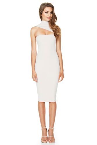 Blanco DESLUMBRANTE Sin mangas SLINKY SLINKY Midi VESTIDO Sexy Falda de Fiesta ceñido al cuerpo Eslinga - Imagen 2 de 10