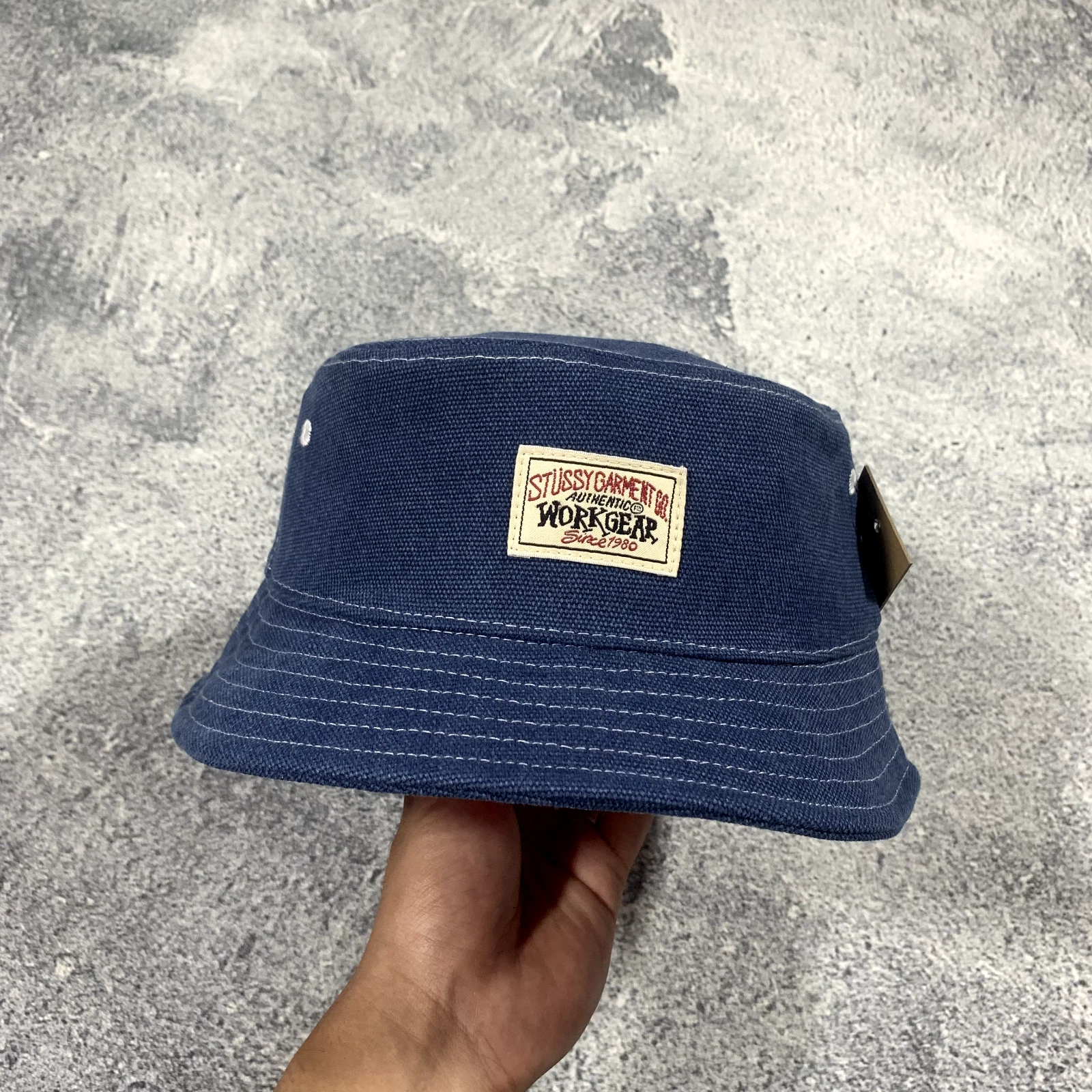 STUSSY CANVAS WORKGEAR BUCKET HAT NAVY - L/XL SUMMER CAMPING OUTDOOR Y2K