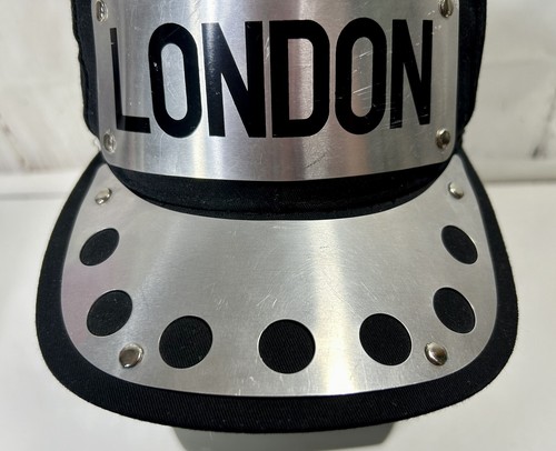 RARE SAMPSON VINTAGE LONDON METAL PLATE CAP TRUCKER HAT ADJUSTABLE BLACK/ SILVER - Picture 4 of 9