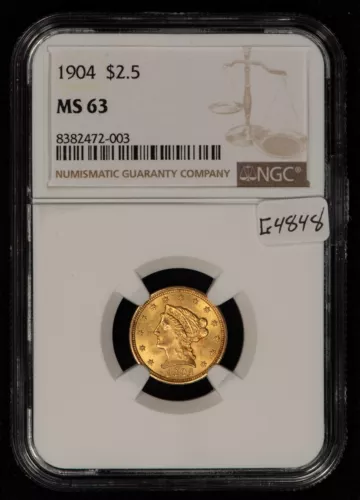 1904 G$2.50 Liberty Head Gold Quarter Eagle - Luster - NGC MS 63 - SKU-G4848