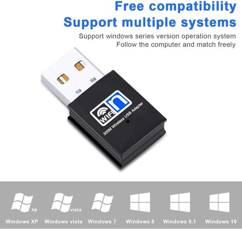 300Mbps Wireless USB Wifi Adapter 2.4Ghz Lan Dongle PC AC Receiver Network Card - Bild 13 von 15