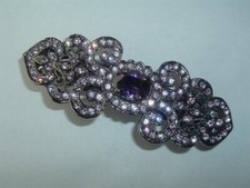 PARIS PURPLE RHINESTONE METAL HAIR BARRETTE UP DO HAIR ACCESSORY